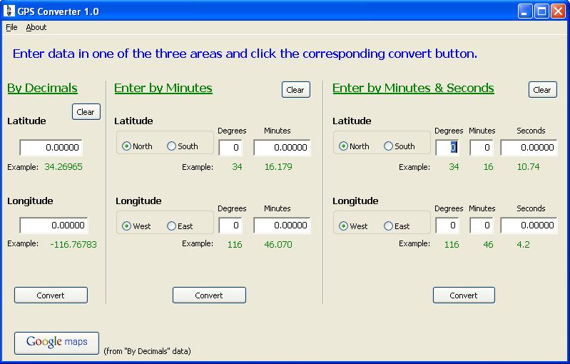 Screenshot of GPS Converter